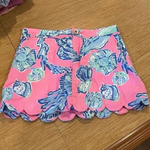 Lilly Pulitzer Pink and Blue Shell Print Patterned Skort